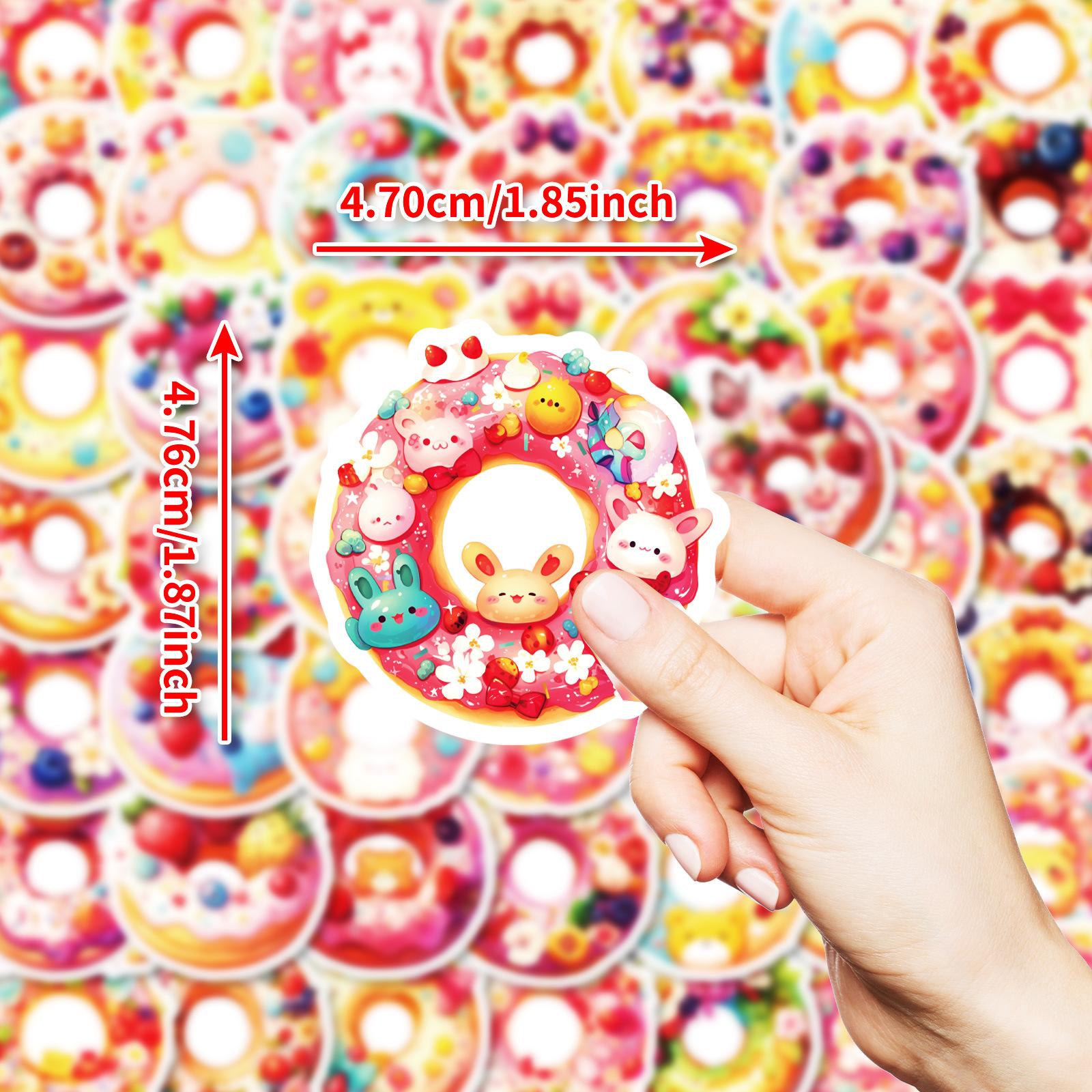 

50 Pink Hand Painted Graffiti Stickers Cute Donuts Series Decorative Stickers