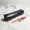 Oily Synthetic Faux Leather Texture Pencil Case - Small Capacity Retro Minimalist School & Office Organizer with Zipper Closure