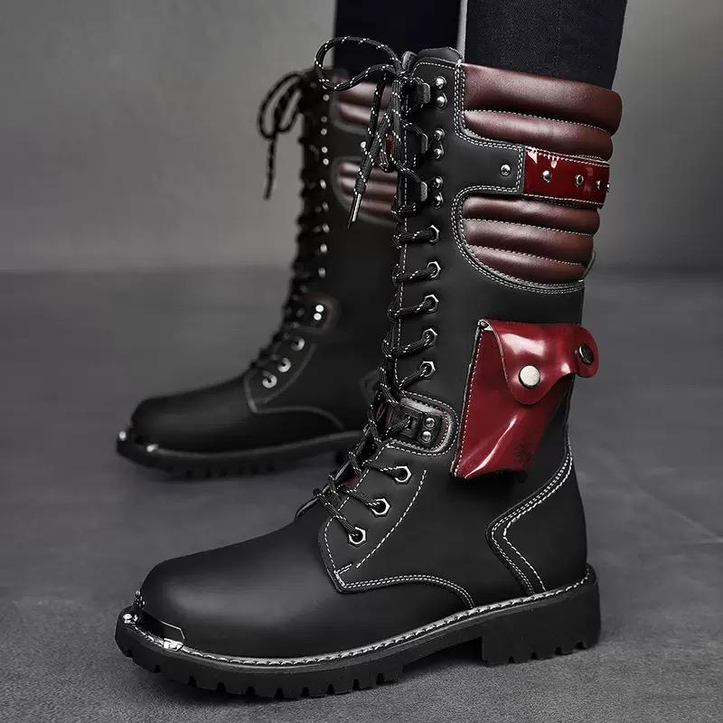 Pánské vysoké motocyklové boty Niche Cool Design s přezkou na opasku pro rytíře Pánské boty Retro Britské pracovní boty Botas Hombre