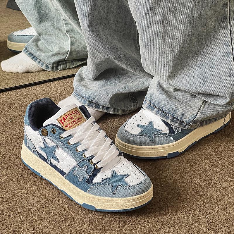 Pantofi Casual din Denim pentru Bărbați Guochao tip Skate - Versatili și Trendy