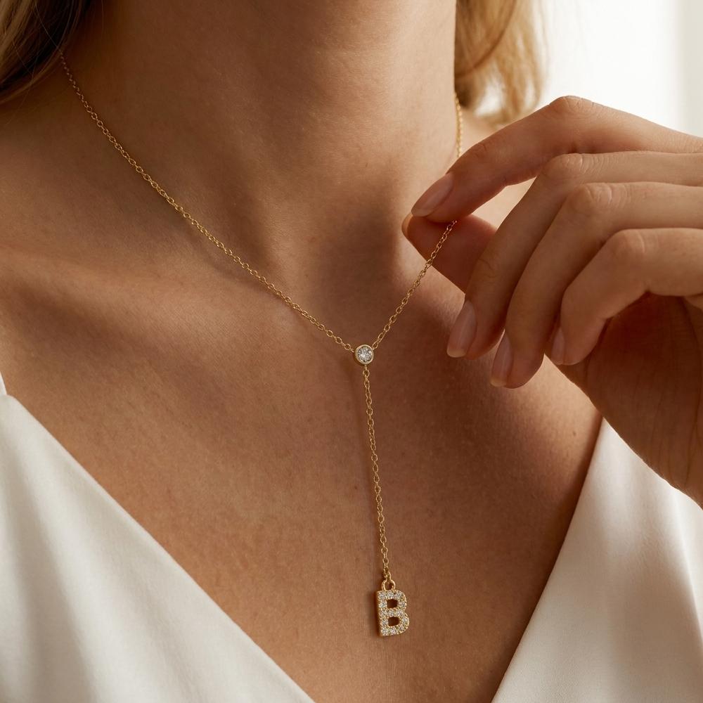 

Fashion A-Z Alphabet Letter Necklace Sparkling Zircon Y Shape Long Chain Choker Zircon for Women Girls Party Gift Accessories A золотой