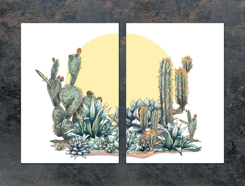 SZKLANA PŁYTA OCHRONNA DO KUCHNI 2x35x52 KAKTUS