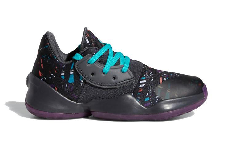 adidas Harden Vol. 4 C Breathable Low Top Children's Basketball Shoes Black Blue Kids' EF9945