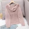 Women's Korean Style Ice Silk Knitted Hooded Cardigan Loose Fit Long Sleeve Sun Protection Top
