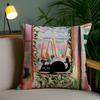 Cute Black Cat Oil Painting Cushion Cover Plush Fabric DoubleSided Printed Invisible Zipper Sofa Pillow Case Home Bedroom Decor