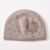 Rabbit plush wool hat Snowflake with diamond Christmas fashion outdoor autumn and winter versatile knitted hat Windproof warm ear hat