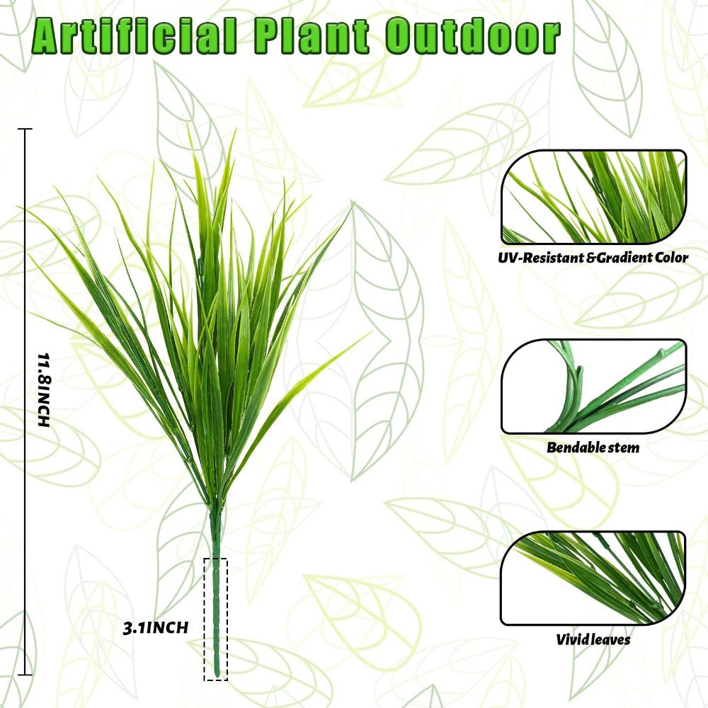 5DB/10DB/20DB Műanyag Mű 7 ágú Fű Növény Zöld Fű Imitáció Hamis Növény Lakásdekoráció Kertészkedés Fű Kültéri