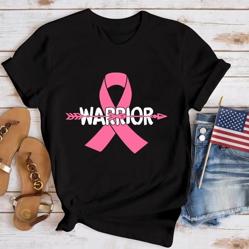 Fashionable and versatile short sleeved round neck Womens Tshirt  fashionable warrior letter print suitable for daily use S