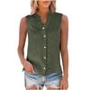 Women's Fashion Color Casual Sleeveless Cardigan Button Loose Cotton Linen Shirt Top