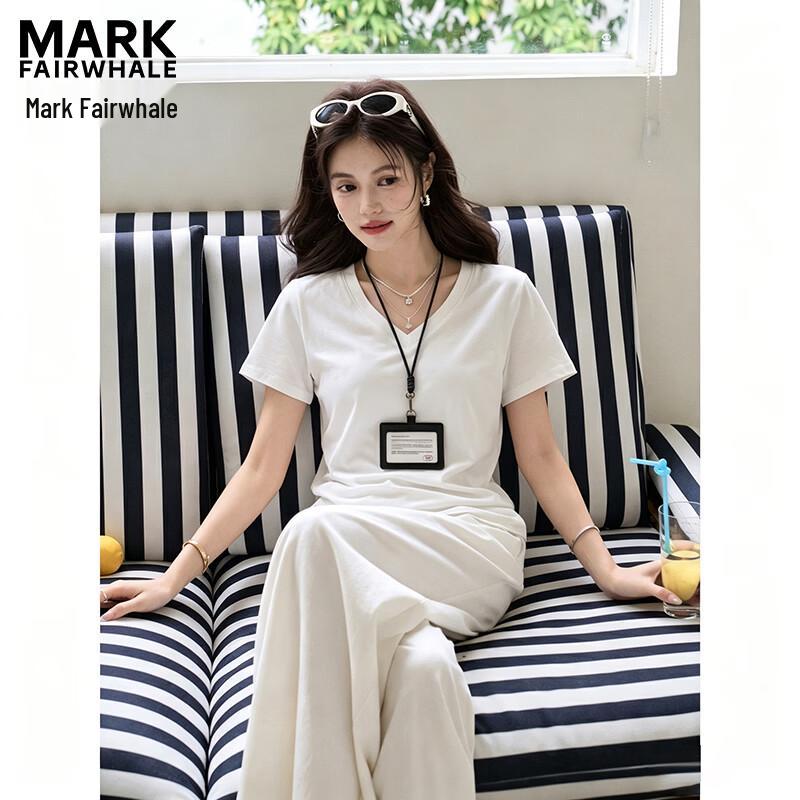 MARK FAIRWHALE 2026 Summer Women s V-Neck Short Sleeve T-Shirt S
