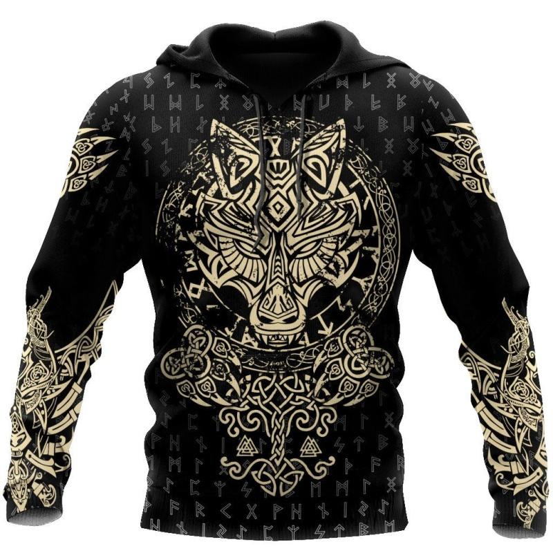 

2024 Новая толстовка с капюшоном 3d Viking Harajuku Print Pullover Мужская толстовка с капюшоном свободного размера Винтажная мужская одежда Осень с длинным рукавом