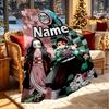 Custom Name Personalized Demon Slayer Print Blanket, Home Decor, Bedroom, Sofa, Camping, Couch, Gifts for Birthday Christmas