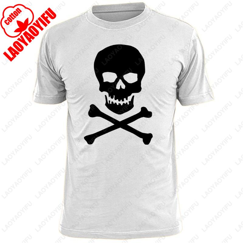 Mens Skull and Crossbones T Shirt Pirate Jolly Roger Tombstone Vintage Classic Fashion Streetwear Tees Simple Pattern Tops Gift 4XL