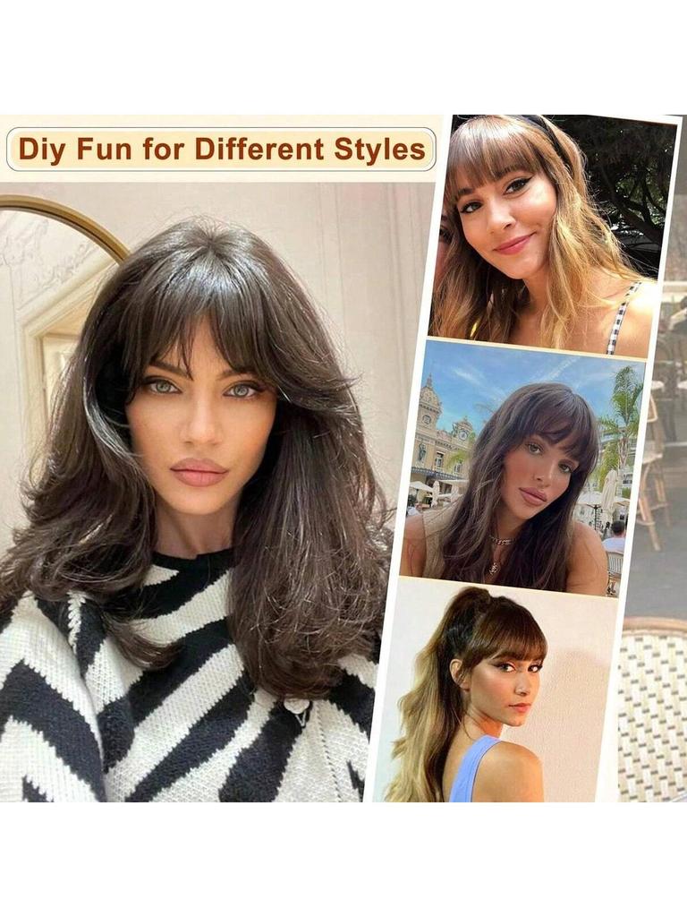 Frange synthétique en épingle à cheveux Frange fine de 10 pouces avec favoris pour franges quotidiennes pour femmes