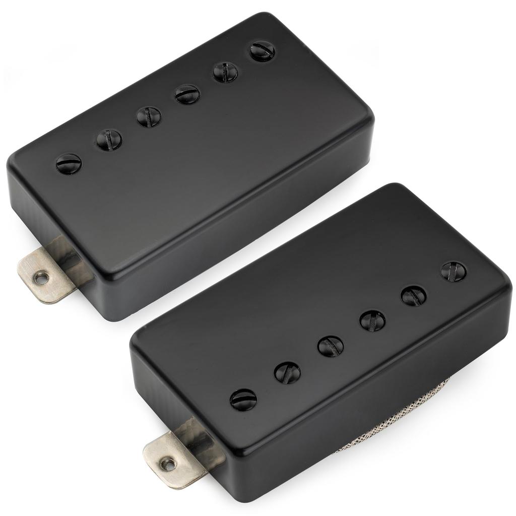 Musiclily Pro Alnico 5 Covered Humbucker Neck and Bridge Pickup Set for LP Electric Black LP-CBLA (7.8K/8.8K) Guitars,