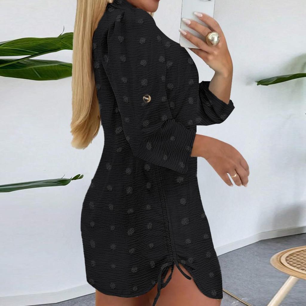 Rochii Scurte Casual de Culoare Solidă cu Șnur Lateral pentru Femei