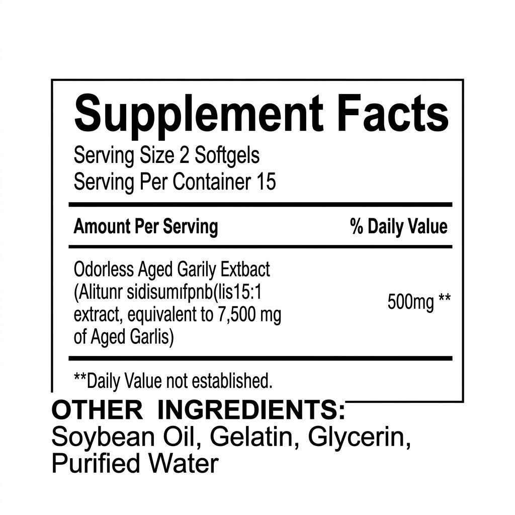 Aged Garlic Extract 7500mg | Odorless Garlic | Heart & Immune Support | Non-GMO, Gluten Free