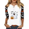 Dámské tričko Halloweenský potisk Knoflík 3/4 rukáv Denní Víkendová Móda Základní V-výstřih Běžný Top