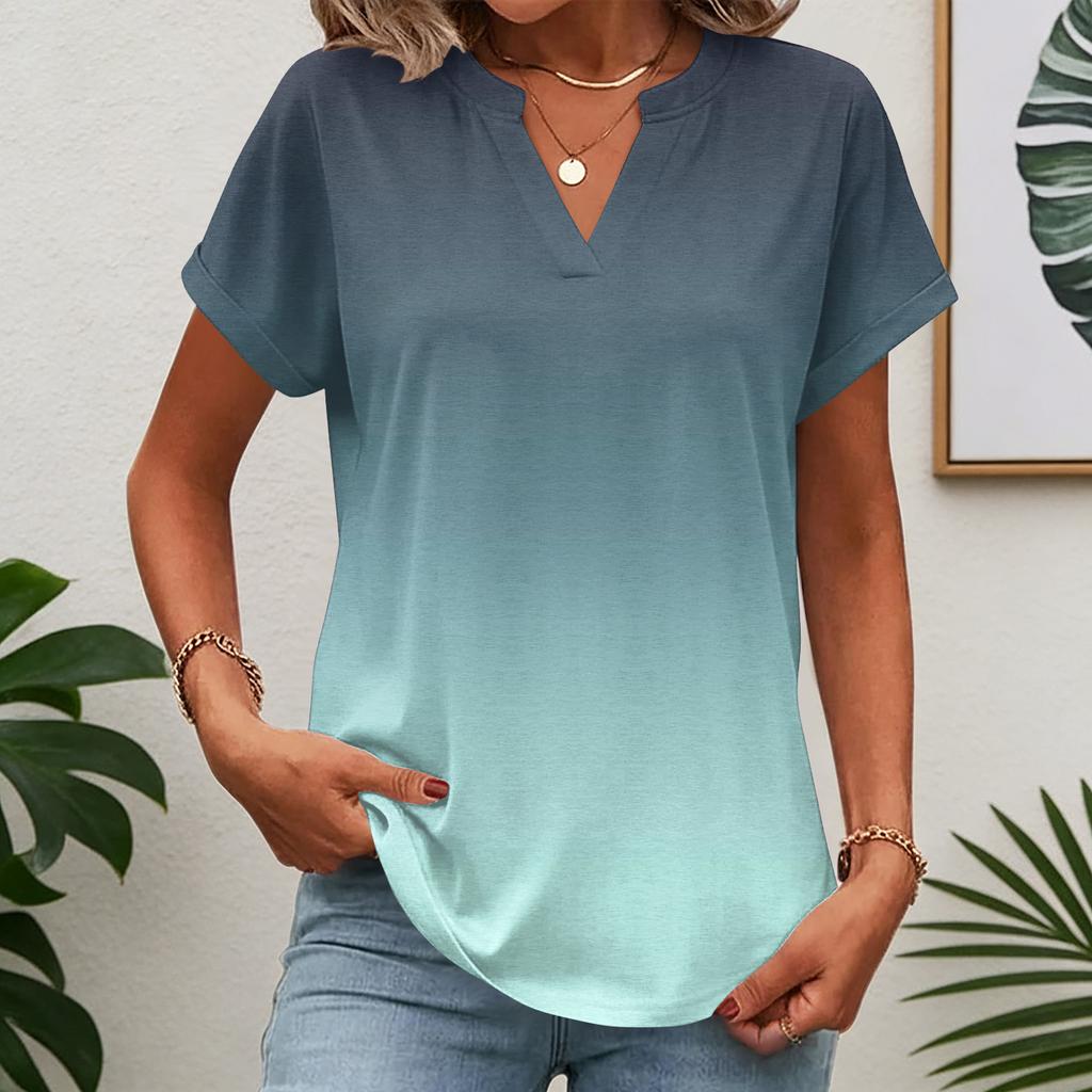 Dames tops: T-shirt met korte mouwen, zomerse V-hals shirts, werkblouses, zakelijke tunieken