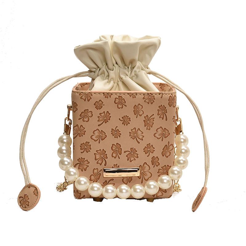 Small Square Pu Bag With Drawstring Closure For Womens Everyday Wear