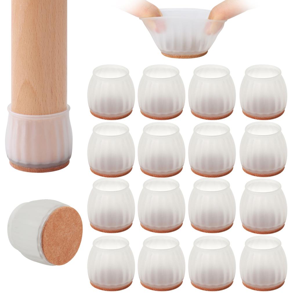 16PCS Chair Leg Cover with Felt Pads Furniture Feet Caps TPE Round Square Anti Slip Table Leg Mat Floor Protectors Socks