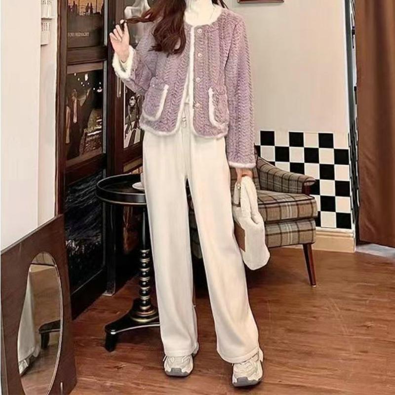 Gentle Korean-style Temperament with a Small Fragrance, Thickened and Loose Women's Autumn and Winter Fur One-piece Imitation Lamb Wool Jacket