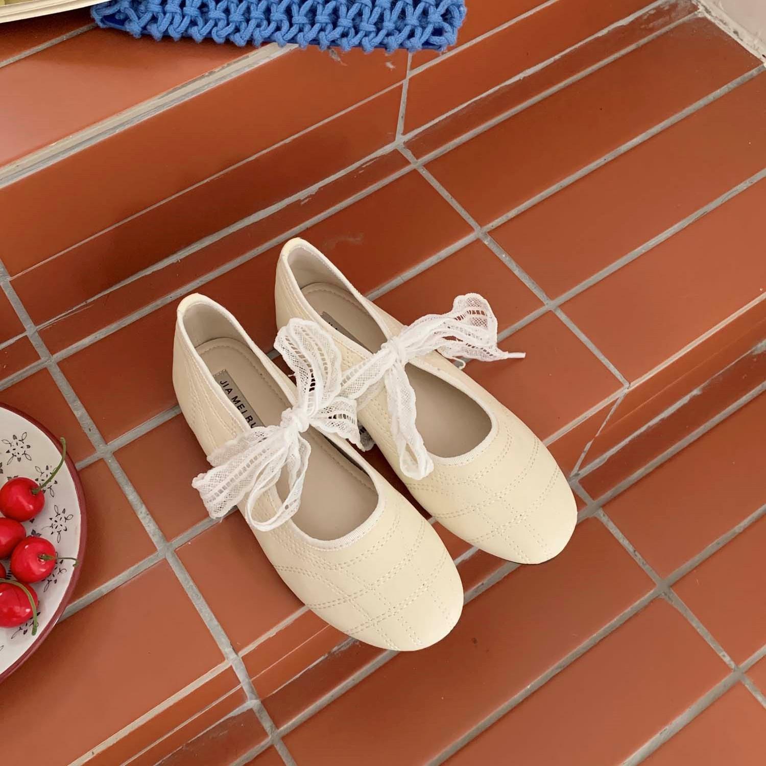 

Fashion IPPEUM Women Ballet Flats Round Toe 2025 New Fashion PU Leather Mary Janes Ballerina Flat Shoes 245 белый