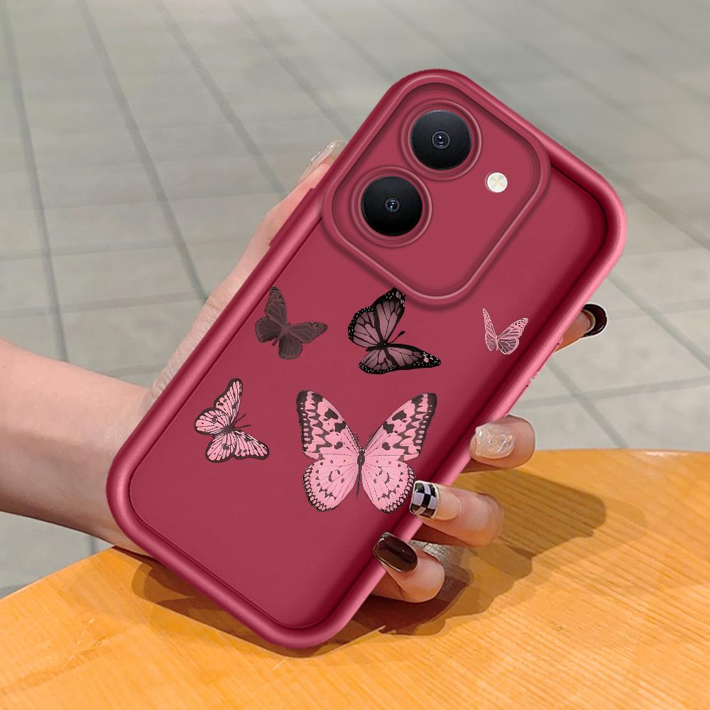 Soft Silicone Square Ladder Printing Pattern Phone Casing Full Cover Camera Shockproof Protection Rubber Case for Vivo