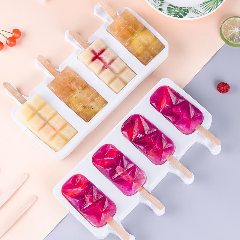 4 Cell Silicone Mold Ice Cream Mold Ice Tray Mold Popsicle Mold DIY Ice Cream Mould Ice Pop Maker Mould Ice Cube Tray Ice Mold