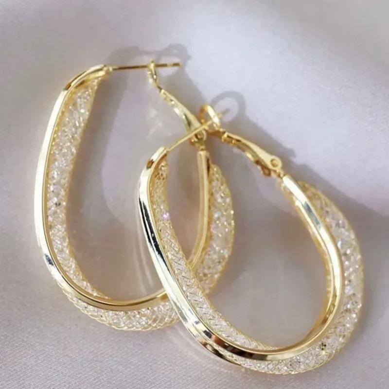 Boho-Silber-Oval-Ohrringe, große hängende Anti-Allergie-Silbernadel-Ohrringe, Creolen, modisches Kreis-Design, Luxus-Ohrringe