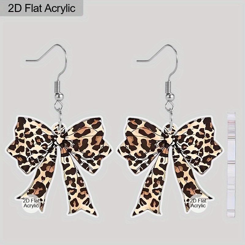 

Плоские акриловые серьги-подвески 2D с леопардовым принтом и бантом для женщин, осенне-зимние, для рождественской вечеринки, ювелирный подарок