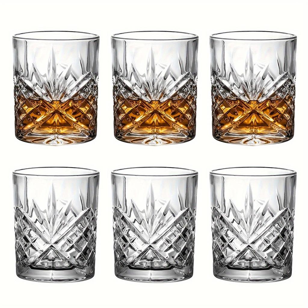 6 stuks Whiskyglazen 11,83oz Whiskyglas Vintage Stijlvol Glaswerk Voor Scotch Bourbon Whisky Cocktail Cognac Wodka Gin Tequila Likeur Huisdecoratie Huis