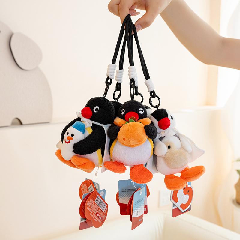Genuine Pingu Penguin Plush Toy Pendant Adorably Penguin Doll Couple Keychain Car Key Holder Kawaii Home Decor Toys Xmas Gift