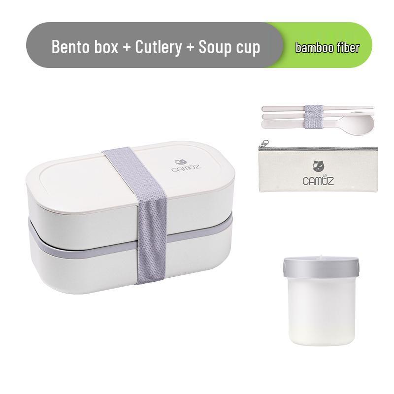 Microwaveable Japanese Double-Layer Bento Box - Portable, Sealed & Divided for Office Workers