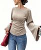 Women Off Shoulder Knitted Sweater Long Sleeve Asymmetric Hem Casual Top