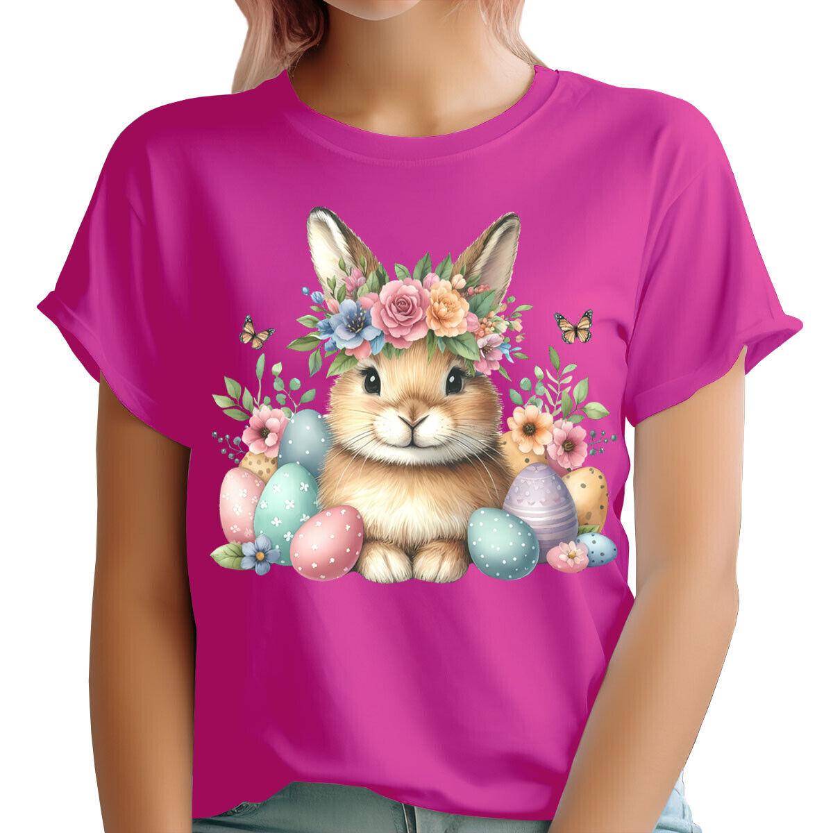 

Easter Cute Floral Bunny Eggs Flowers Rabbit Gift Funny Womens 100% Cotton T-shirt Mens Tees Tops #AUJ6 4XL