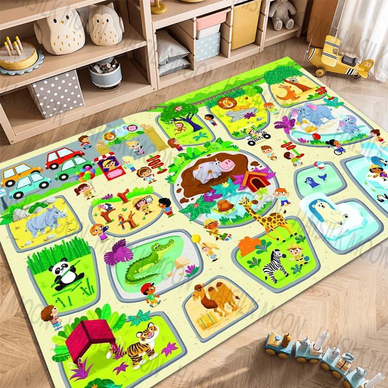Multiple sizes Cartoon Zoo Theme Pattern Carpets for Bedroom Living Room Mat Creative Door Mat Dressing Room Rugs Luxury Gifts