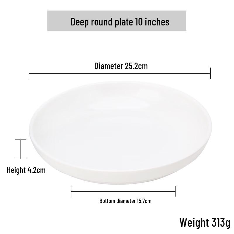 Qianxing White Melamine Deep Round Dinner Plates