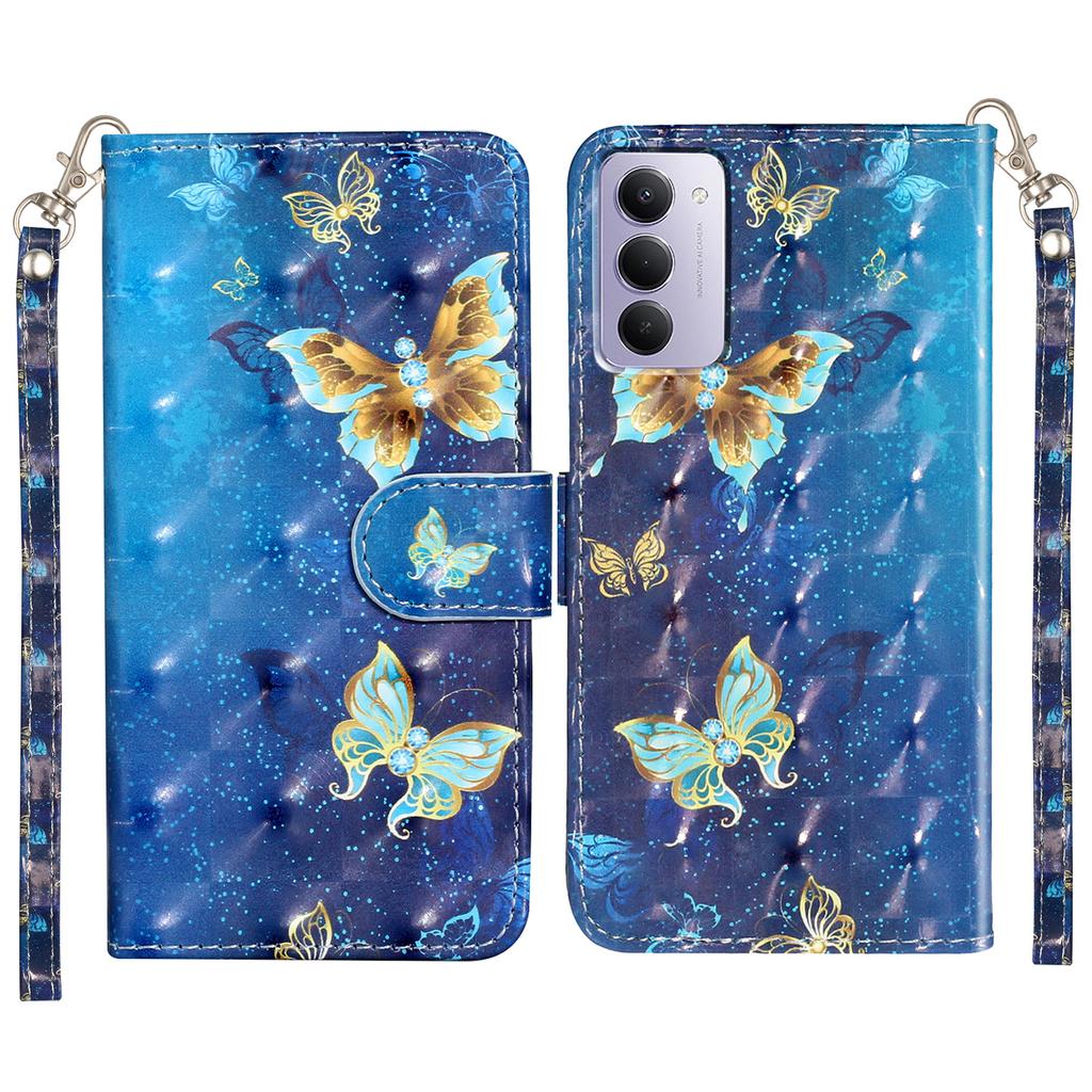 Para Xiaomi Redmi 15 5G (eu) (171mm)/Xiaomi Redmi 15 4G (eu) (171mm) Capa Carteira de Couro com Padrão 3D Estampado para Celular com Alça