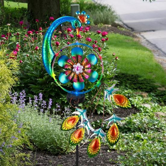 1/2Pcs Peacock Solar Outdoor Lights Auto On/Off Waterproof