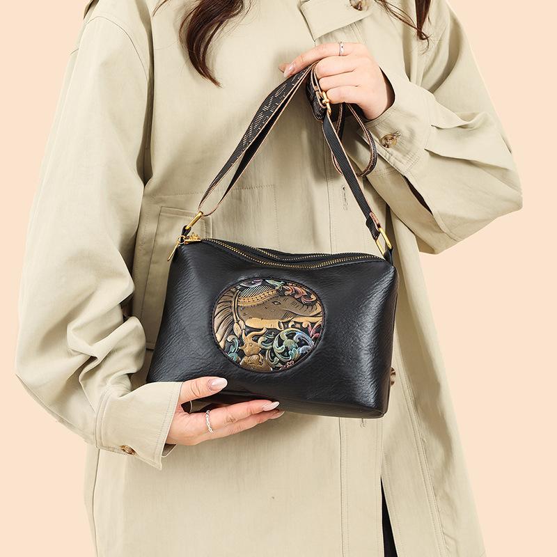 Single-shoulder Bag, Large Capacity, Simple Design, Soft Leather, Suitable for Middle-aged and Elderly People, Crossbody Bag