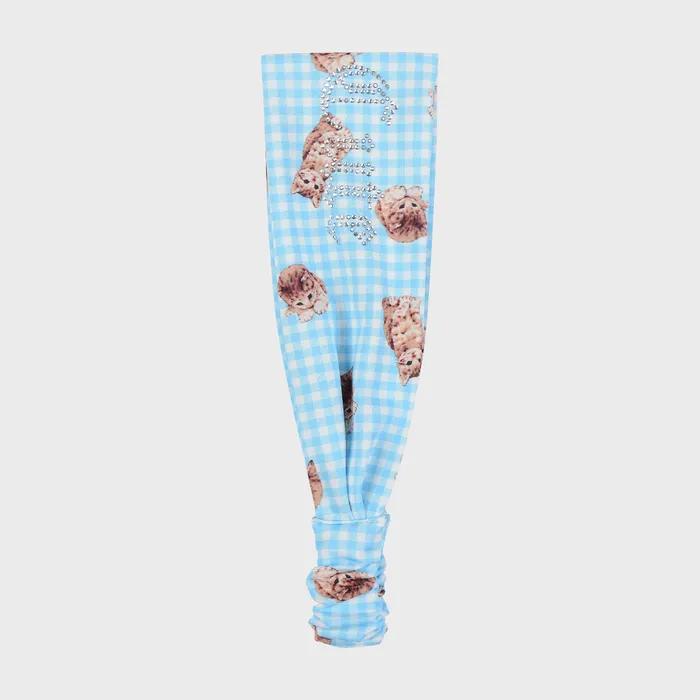 Kitten Check Headband (Blue)