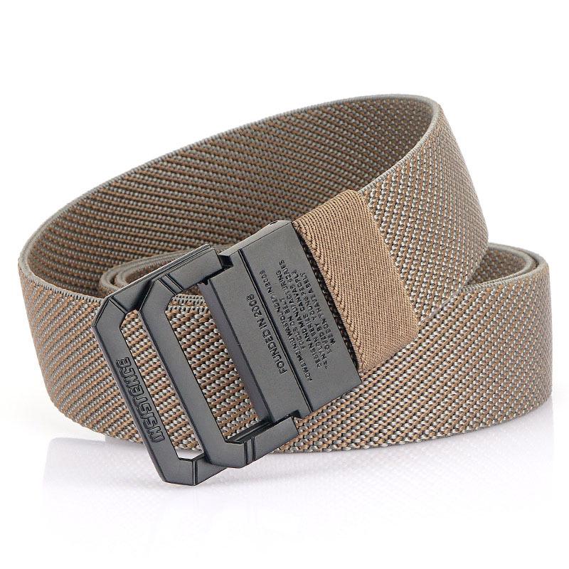 Unisex Black Metal Double Ring Buckle Elastic Canvas Belt for All Seasons