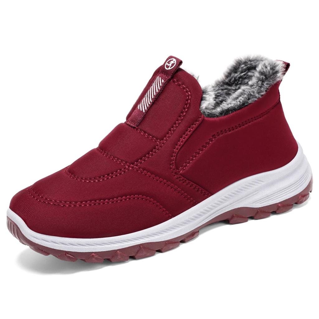 Bottines en coton doublées polaire pour femmes - À enfiler, Épaissies, Grande taille, Style couple, Chaussures d'hiver pour maman âgée