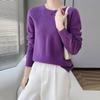 Women's Stylish Wool Cashmere Sweater - Round Neck, Loose Fit, Hollow Design, Autumn/Winter Base Layer.