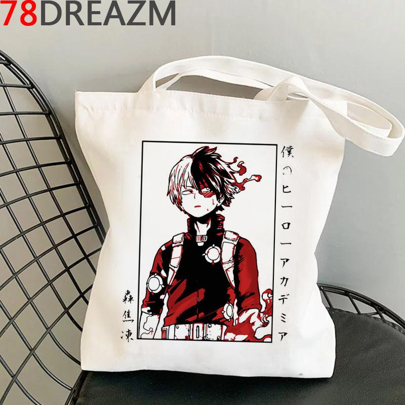 My Hero Academia nákupní taška tote eco shopper obchod s potravinami plátěná bavlněná taška tkaná sacola opakovaně použitelná zakázková
