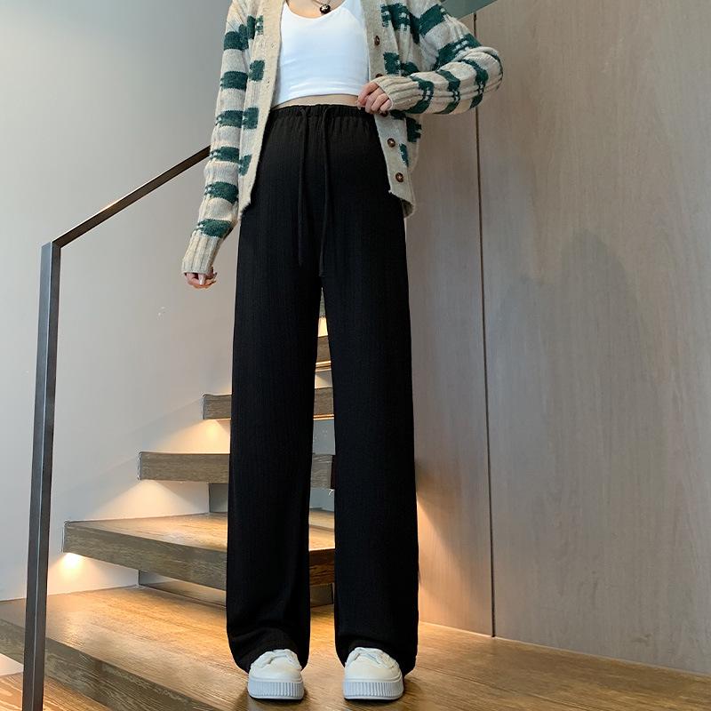 2024 Petite Maternity Pants: Spring/Autumn Wear, No Belly Support, Drawstring, Straight/Wide Leg, Long Pants
