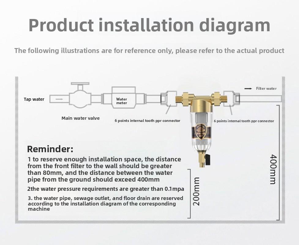 Pre-filter Household Whole House Central Water Purifier Household Tap Water Pipe Filter Large Flow Backwashing