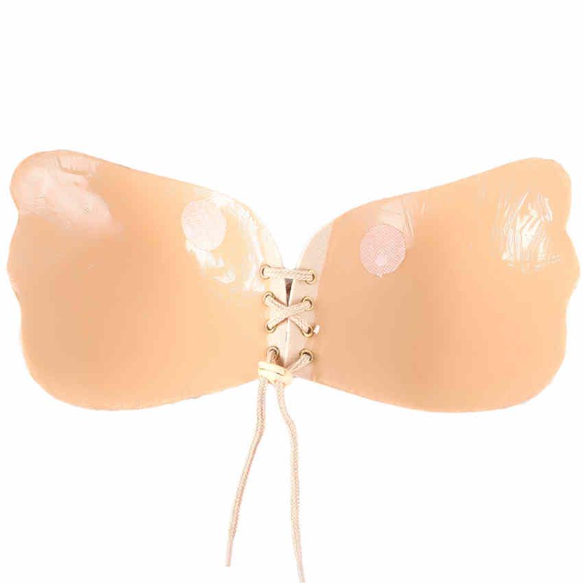 Female's Sexy Leopard Silicone Push Up Strapless Invisible Stick On Backless Gel Dress Bra Nubra