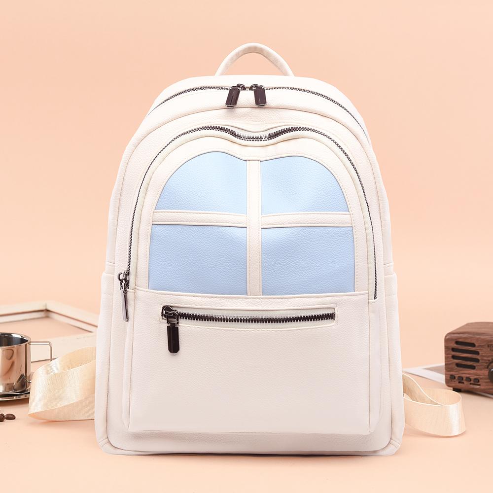 Women's Color Contrast Backpack Large Capacity Student Schoolbag Outdoor Backpack